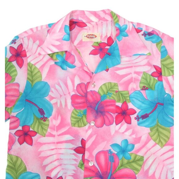 Vtg 70s POMARE Aloha Bright Floral Button Spread Collar Hawaiian shirt sz M /641 - Picture 2 of 5
